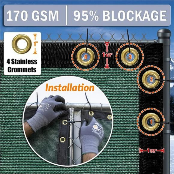 6' x 50' Green Fence Privacy Screen Windscreen Shade Fabric Cloth - Picture 6 of 6